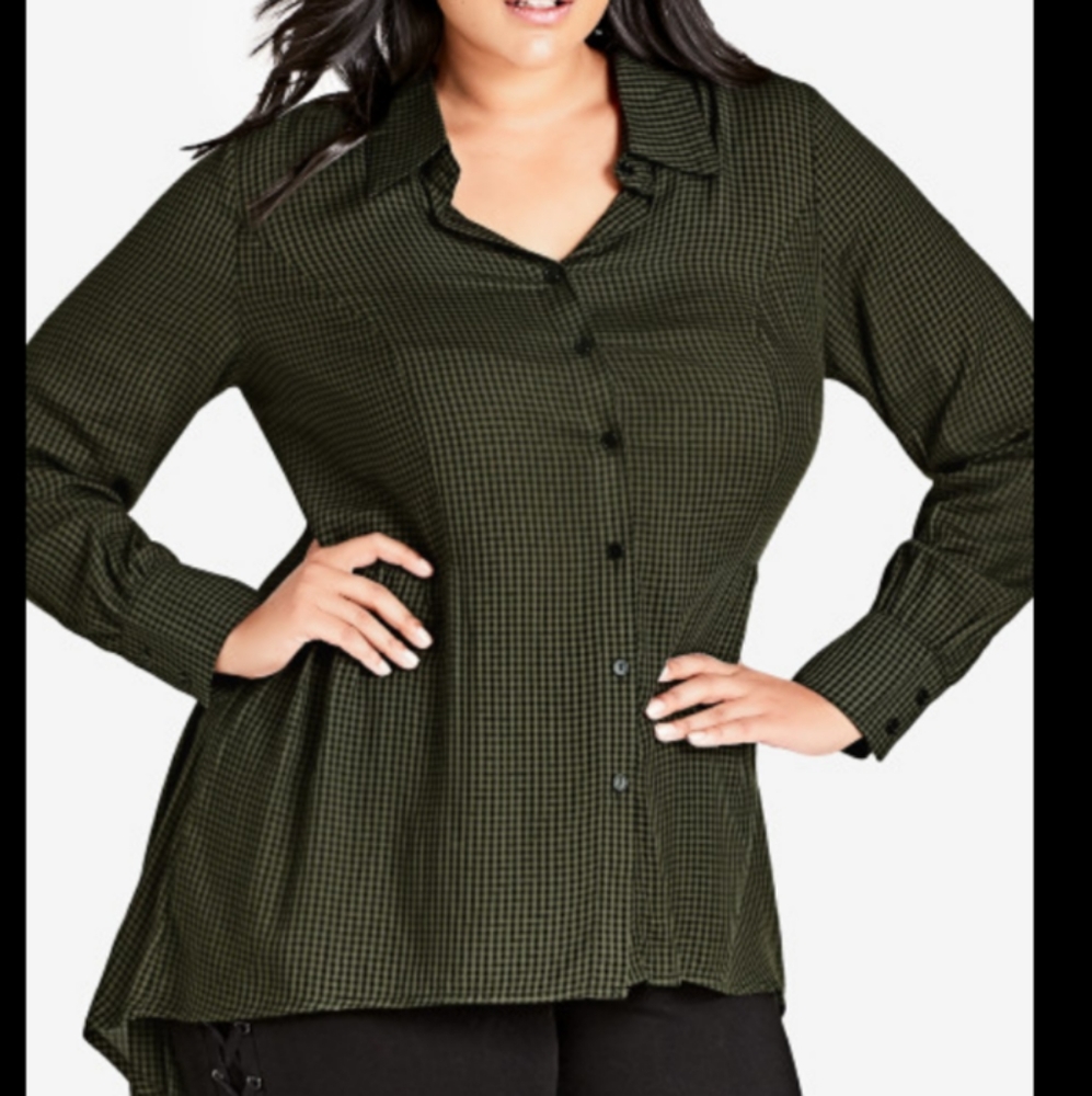 City Chic - Autumn Spell Collared Hi-Low Button-Do